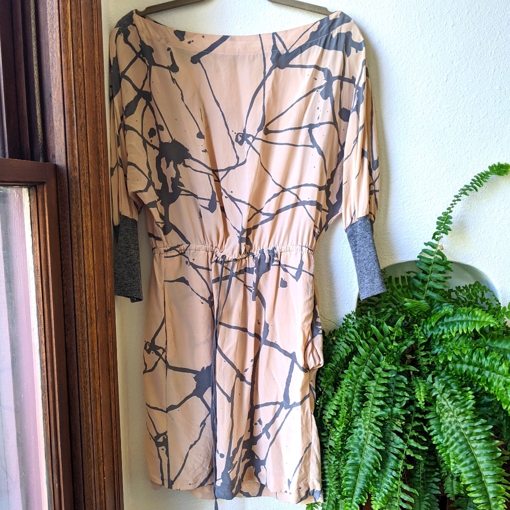 Robert Rodriguez_Silk Dress w/POCKETS & Wool Cuffs, abstract design